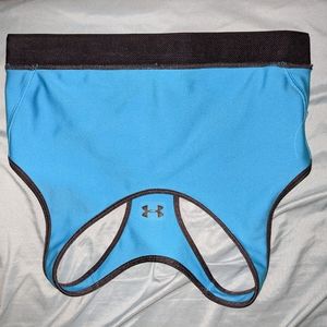 Blue and black Under Armour sports bra (large)